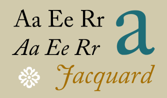 Picture of glyphs from traditional serif font Caslon.