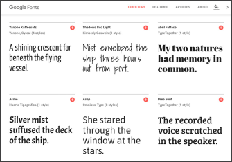 Picture of a screenshot of google fonts websites' desktop view.